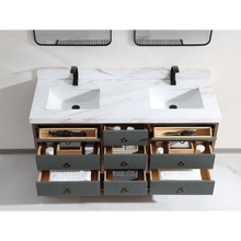 Load image into Gallery viewer, Legion Furniture WK2438-60D-PG-WITH WHITE NATURAL TOP 60&quot; DOUBLE VANITY