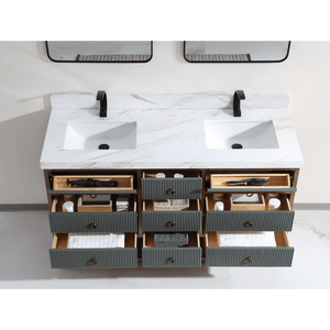 Legion Furniture WK2438-60D-PG-WITH WHITE NATURAL TOP 60" DOUBLE VANITY