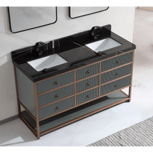 Load image into Gallery viewer, Legion Furniture WK2438-60D-PG-WITH BLACK NATURAL TOP 60&quot; DOUBLE VANITY