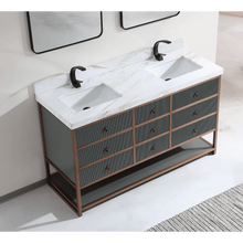 Load image into Gallery viewer, Legion Furniture WK2438-60D-PG-WITH WHITE NATURAL TOP 60&quot; DOUBLE VANITY