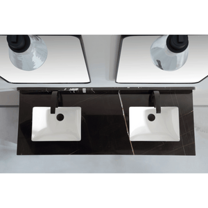 Legion Furniture WK2438-60D-PG-WITH BLACK NATURAL TOP 60" DOUBLE VANITY