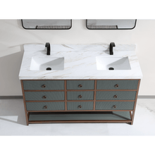 Load image into Gallery viewer, Legion Furniture WK2438-60D-PG-WITH WHITE NATURAL TOP 60&quot; DOUBLE VANITY