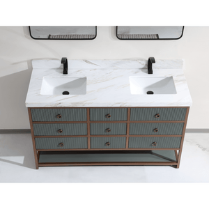 Legion Furniture WK2438-60D-PG-WITH WHITE NATURAL TOP 60" DOUBLE VANITY