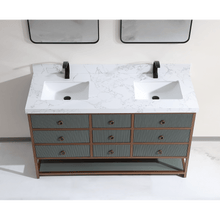 Load image into Gallery viewer, Legion Furniture WK2438-60D-PG-WITH WHITE ARTIFICIAL TOP 60&quot; DOUBLE VANITY