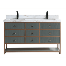 Load image into Gallery viewer, Legion Furniture WK2438-60D-PG-WITH WHITE NATURAL TOP 60&quot; DOUBLE VANITY