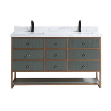 Load image into Gallery viewer, Legion Furniture WK2438-60D-PG-WITH WHITE ARTIFICIAL TOP 60&quot; DOUBLE VANITY