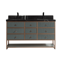 Load image into Gallery viewer, Legion Furniture WK2438-60D-PG-WITH BLACK NATURAL TOP 60&quot; DOUBLE VANITY