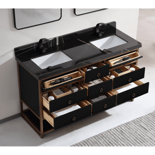 Load image into Gallery viewer, Legion Furniture WK2438-60D-BG-WITH BLACK NATURAL TOP 60&quot; DOUBLE VANITY