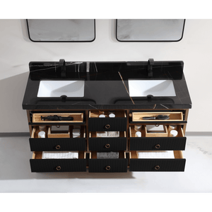 Legion Furniture WK2438-60D-BG-WITH BLACK NATURAL TOP 60" DOUBLE VANITY