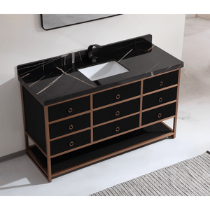 Legion Furniture WK2438-60S-BG-WITH BLACK NATURAL TOP 60" SINGLE VANITY
