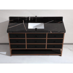 Legion Furniture WK2438-60S-BG-WITH BLACK NATURAL TOP 60" SINGLE VANITY