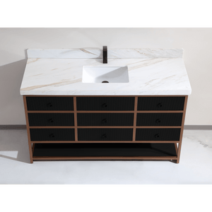 Legion Furniture WK2438-60S-BG-WITH WHITE NATURAL TOP 60" SINGLE VANITY