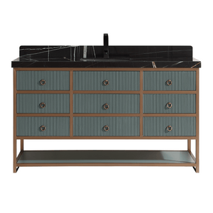 Legion Furniture WK2438-60S-PG-WITH BLACK NATURAL TOP 60" SINGLE VANITY