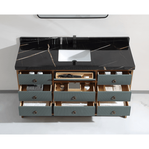 Legion Furniture WK2438-60S-PG-WITH BLACK NATURAL TOP 60" SINGLE VANITY