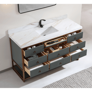 Legion Furniture WK2438-60S-PG-WITH WHITE NATURAL TOP 60" SINGLE VANITY