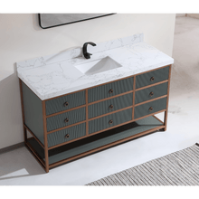 Load image into Gallery viewer, Legion Furniture WK2438-60S-PG-WITH WHITE ARTIFICIAL TOP 60&quot; SINGLE VANITY