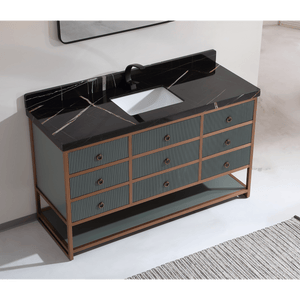 Legion Furniture WK2438-60S-PG-WITH BLACK NATURAL TOP 60" SINGLE VANITY