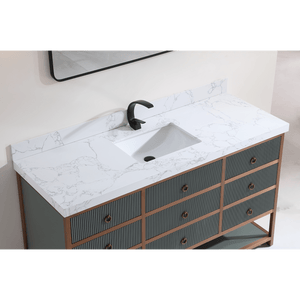 Legion Furniture WK2438-60S-PG-WITH WHITE ARTIFICIAL TOP 60" SINGLE VANITY