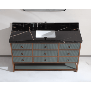 Legion Furniture WK2438-60S-PG-WITH BLACK NATURAL TOP 60" SINGLE VANITY