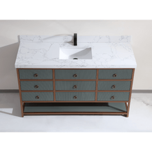 Load image into Gallery viewer, Legion Furniture WK2438-60S-PG-WITH WHITE ARTIFICIAL TOP 60&quot; SINGLE VANITY