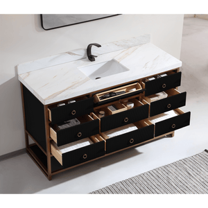 Legion Furniture WK2438-60S-BG-WITH WHITE NATURAL TOP 60" SINGLE VANITY