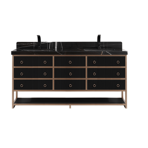 Legion Furniture WK2438-84-BG-WITH BLACK NATURAL TOP 84" DOUBLE VANITY