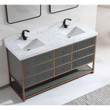 Load image into Gallery viewer, Legion Furniture WK2438-84-PG-WITH WHITE ARTIFICIAL TOP 84&quot; DOUBLE VANITY