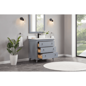 Legion Furniture WS2512-36-CD 36" CADET FINISH SOLID WOOD SINK VANITY WITH 1' ARTIFICIAL STONE TOP