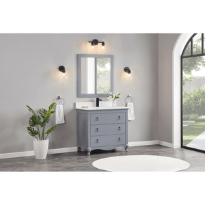 Legion Furniture WS2512-36-CD 36" CADET FINISH SOLID WOOD SINK VANITY WITH 1' ARTIFICIAL STONE TOP