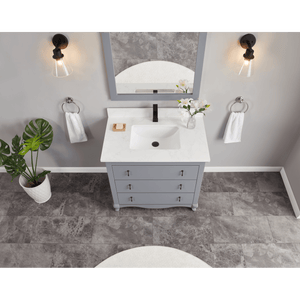 Legion Furniture WS2512-36-CD 36" CADET FINISH SOLID WOOD SINK VANITY WITH 1' ARTIFICIAL STONE TOP