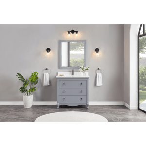 Legion Furniture WS2512-36-CD 36" CADET FINISH SOLID WOOD SINK VANITY WITH 1' ARTIFICIAL STONE TOP