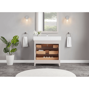 Legion Furniture WS2512-36-DW 36" DREAMY WHITE FINISH SOLID WOOD SINK VANITY WITH 1" ARTIFICIAL STONE TOP