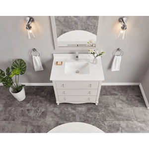 Legion Furniture WS2512-36-DW 36" DREAMY WHITE FINISH SOLID WOOD SINK VANITY WITH 1" ARTIFICIAL STONE TOP