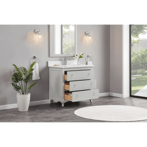 Legion Furniture WS2512-36-SS 36" SILVER STRAND FINISH SOLID WOOD SINK VANITY WITH 1" ARTIFICIAL STONE TOP