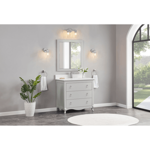 Legion Furniture WS2512-36-SS 36" SILVER STRAND FINISH SOLID WOOD SINK VANITY WITH 1" ARTIFICIAL STONE TOP