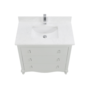 Legion Furniture WS2512-36-SS 36" SILVER STRAND FINISH SOLID WOOD SINK VANITY WITH 1" ARTIFICIAL STONE TOP