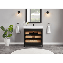 Load image into Gallery viewer, Legion Furniture WS2512-36-TB 36&quot; TRICORN BLACK FINISH SOLID WOOD SINK VANITY WITH 1&quot; ARTIFICIAL STONE TOP