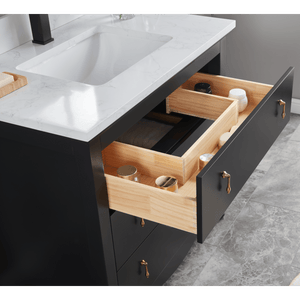 Legion Furniture WS2512-36-TB 36" TRICORN BLACK FINISH SOLID WOOD SINK VANITY WITH 1" ARTIFICIAL STONE TOP