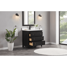 Load image into Gallery viewer, Legion Furniture WS2512-36-TB 36&quot; TRICORN BLACK FINISH SOLID WOOD SINK VANITY WITH 1&quot; ARTIFICIAL STONE TOP