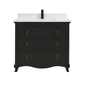 Legion Furniture WS2512-36-TB 36" TRICORN BLACK FINISH SOLID WOOD SINK VANITY WITH 1" ARTIFICIAL STONE TOP