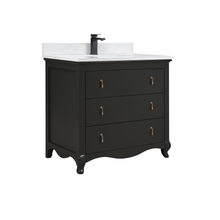 Load image into Gallery viewer, Legion Furniture WS2512-36-TB 36&quot; TRICORN BLACK FINISH SOLID WOOD SINK VANITY WITH 1&quot; ARTIFICIAL STONE TOP