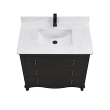 Load image into Gallery viewer, Legion Furniture WS2512-36-TB 36&quot; TRICORN BLACK FINISH SOLID WOOD SINK VANITY WITH 1&quot; ARTIFICIAL STONE TOP