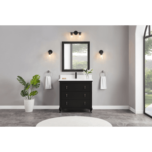 Legion Furniture WS2512-36-TB 36" TRICORN BLACK FINISH SOLID WOOD SINK VANITY WITH 1" ARTIFICIAL STONE TOP