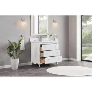 Legion Furniture WS2512-36-W 36" WHITE FINISH SOLID WOOD SINK VANITY WITH 1" ARTIFICIAL STONE TOP