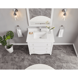 Legion Furniture WS2512-36-W 36" WHITE FINISH SOLID WOOD SINK VANITY WITH 1" ARTIFICIAL STONE TOP