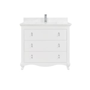 Legion Furniture WS2512-36-W 36" WHITE FINISH SOLID WOOD SINK VANITY WITH 1" ARTIFICIAL STONE TOP