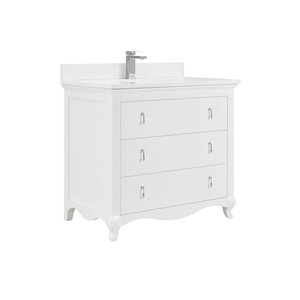 Legion Furniture WS2512-36-W 36" WHITE FINISH SOLID WOOD SINK VANITY WITH 1" ARTIFICIAL STONE TOP