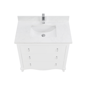 Legion Furniture WS2512-36-W 36" WHITE FINISH SOLID WOOD SINK VANITY WITH 1" ARTIFICIAL STONE TOP