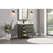 Load image into Gallery viewer, Legion Furniture WS2512-36-PG 36&quot; PEWTER GREEN FINISH SOLID WOOD SINK VANITY  WITH 1&#39; ARTIFICIAL STONE TOP