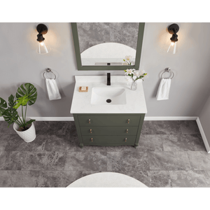 Legion Furniture WS2512-36-PG 36" PEWTER GREEN FINISH SOLID WOOD SINK VANITY  WITH 1' ARTIFICIAL STONE TOP